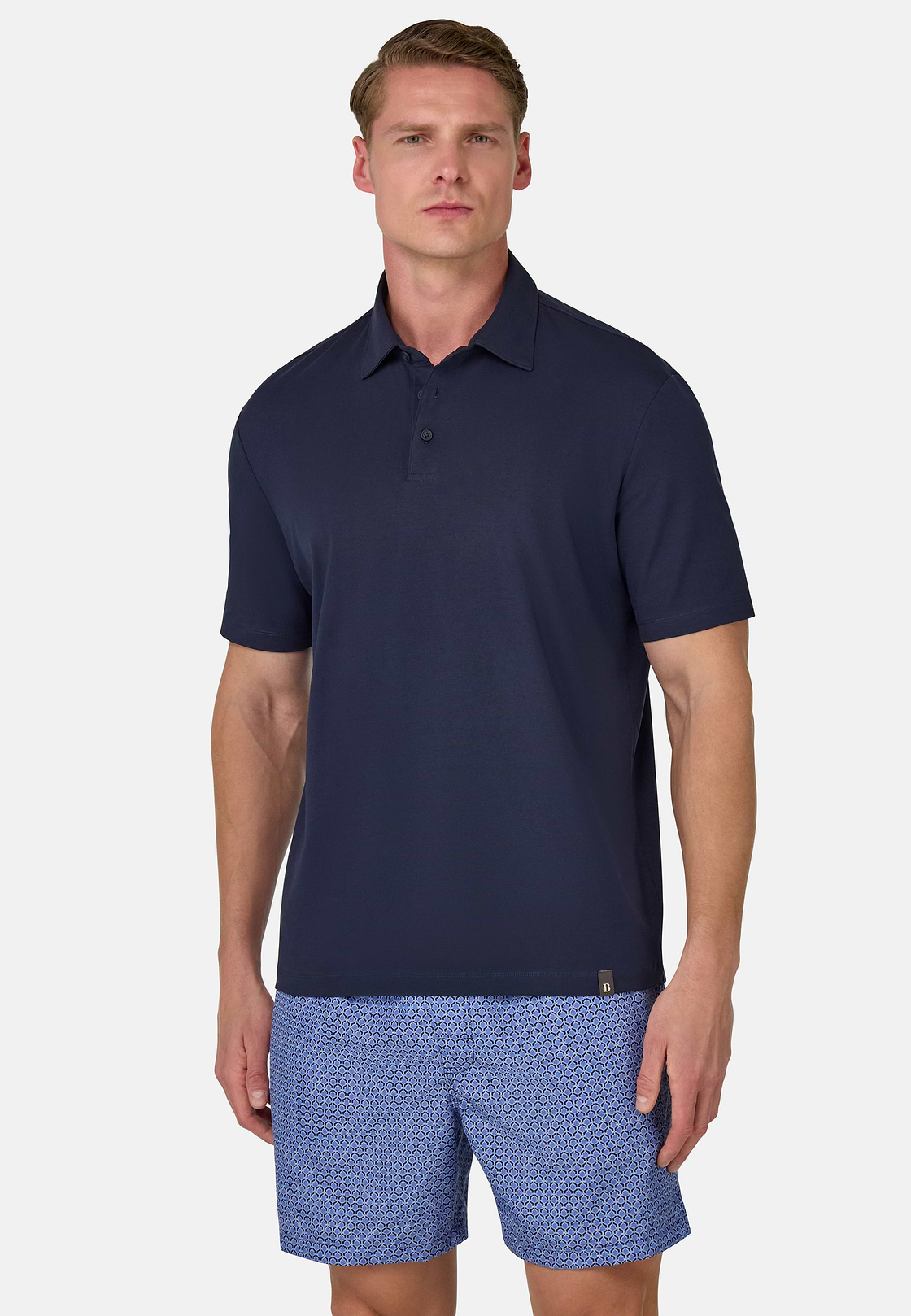 Polo Shirt In Stretch Supima Cotton, Navy blue, hi-res