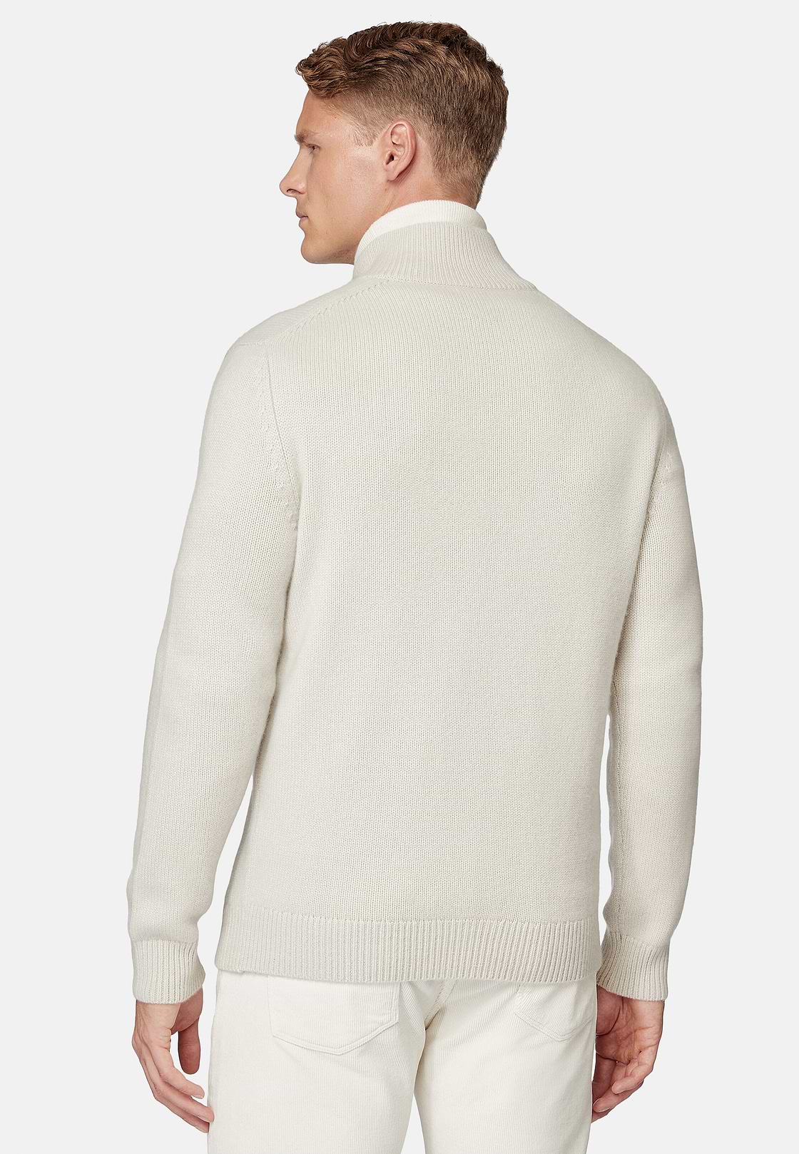 Sandfarbener Pullover Mit Durchgehendem Reißverschluss Aus Kaschmir, Sand, hi-res