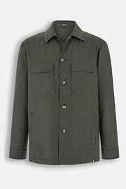 Shacket in Wool Flannel, Military Green, thumb, 6