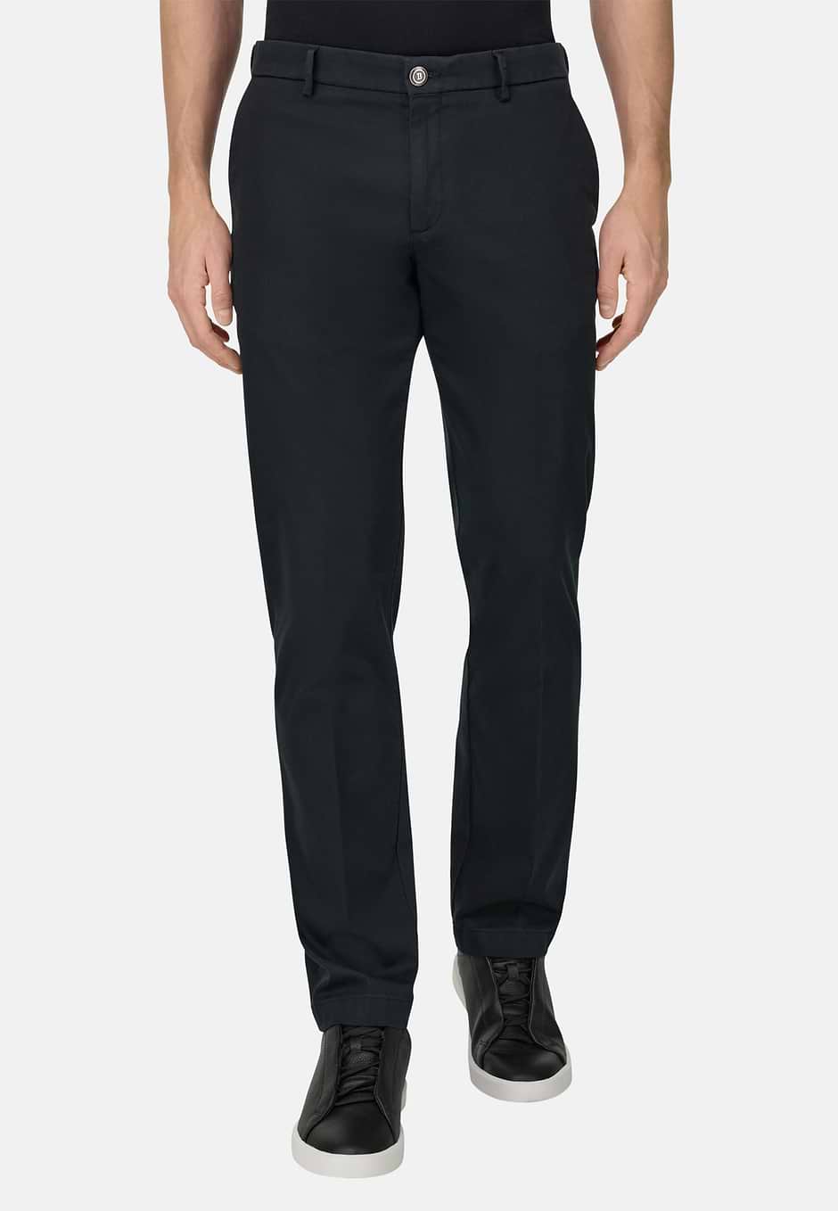 Pantalón de Algodón y Tencel Elástico, Negro, hi-res