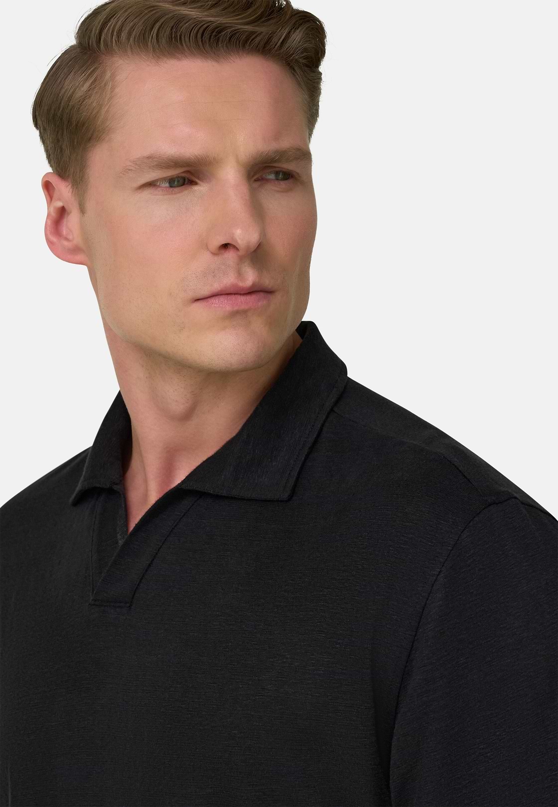 Polo En Jersey De Lin Extensible, Noir, hi-res, 4