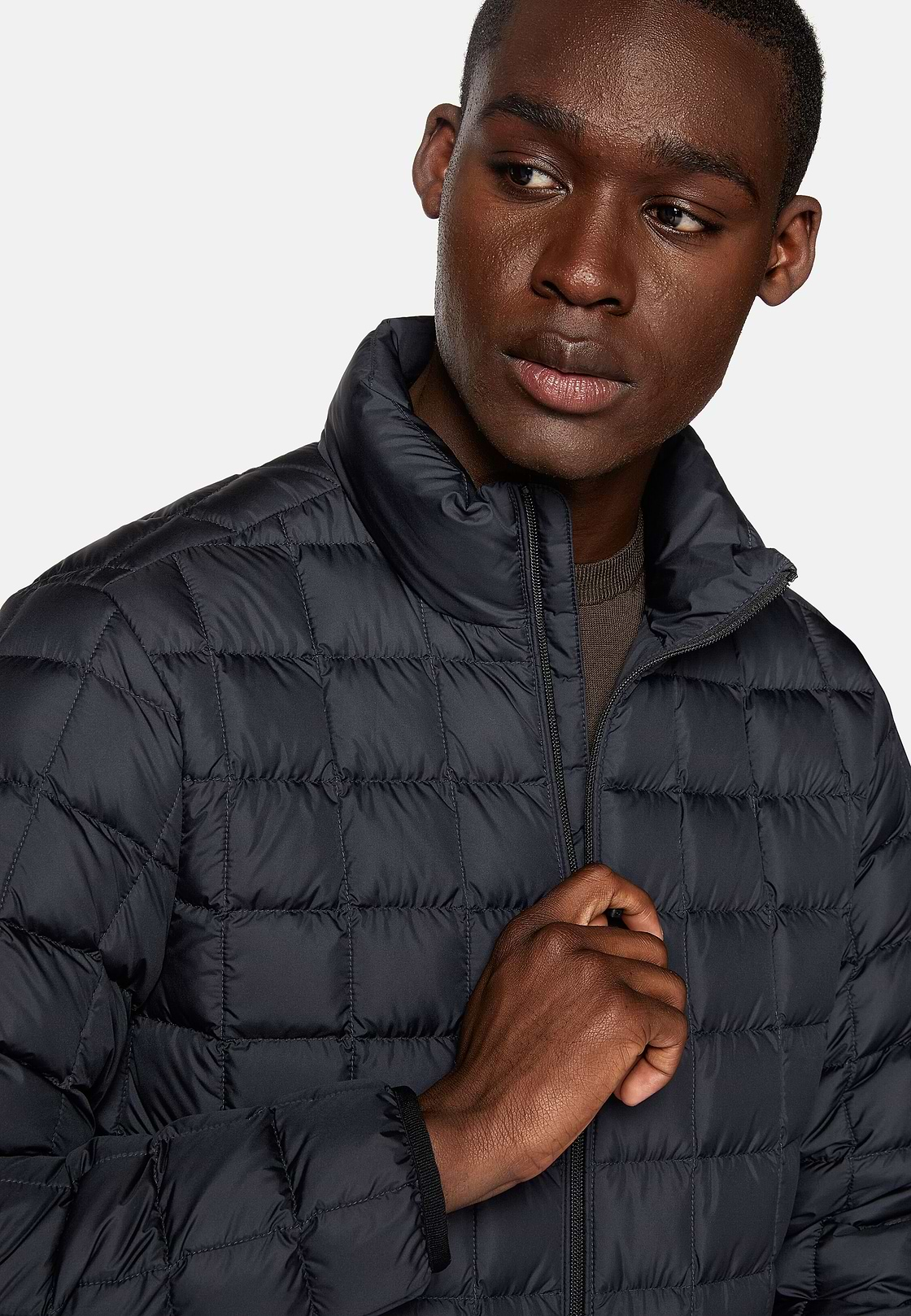 Bomber Jacket In Technical Fabric With Goose Down, Navy blue, hi-res