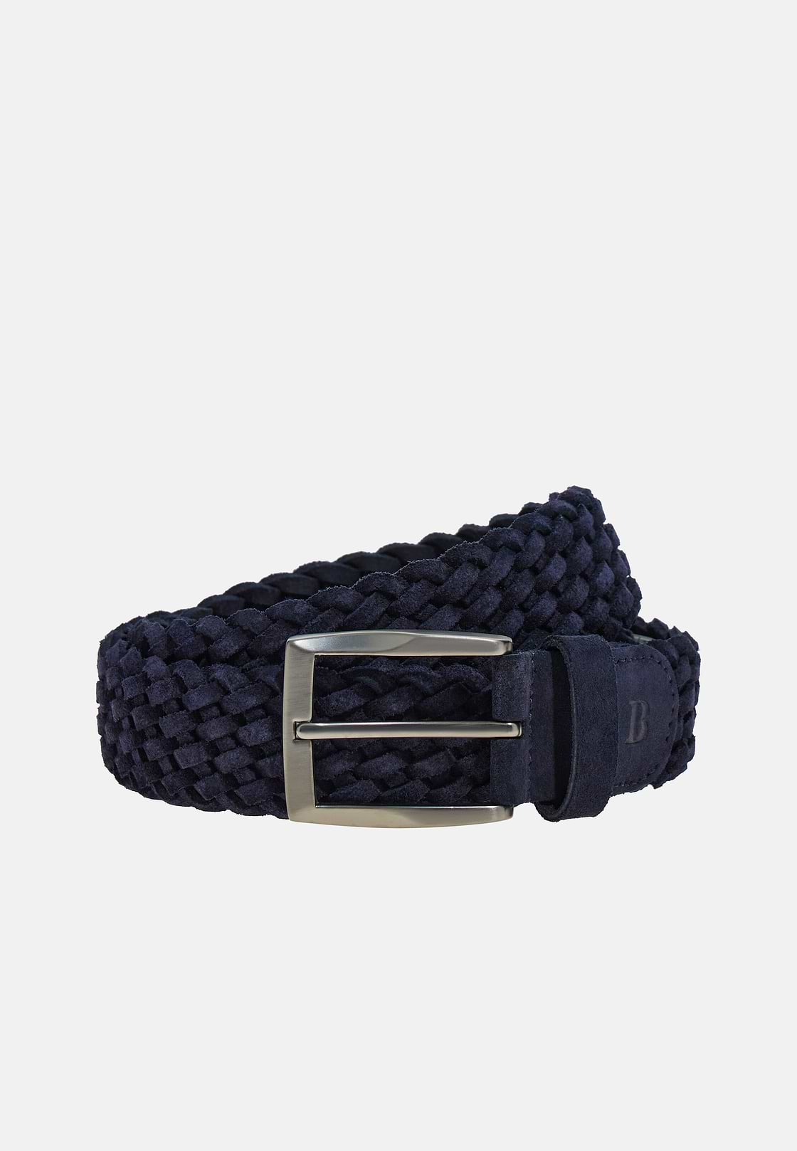 Ceinture Tressée En Daim, bleu marine, hi-res