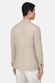 Herringbone Linen and Wool Jacket, Sand, thumb, 3