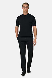 Polo Di Maglia In Cotone Seta, Nero, thumb, 2