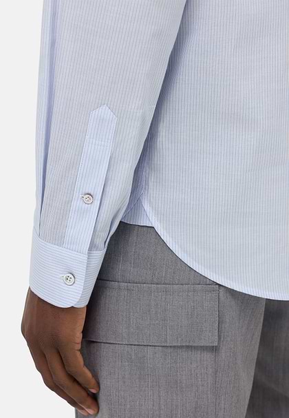 Regular Striped Cotton Poplin Shirt, Light Blue, hi-res