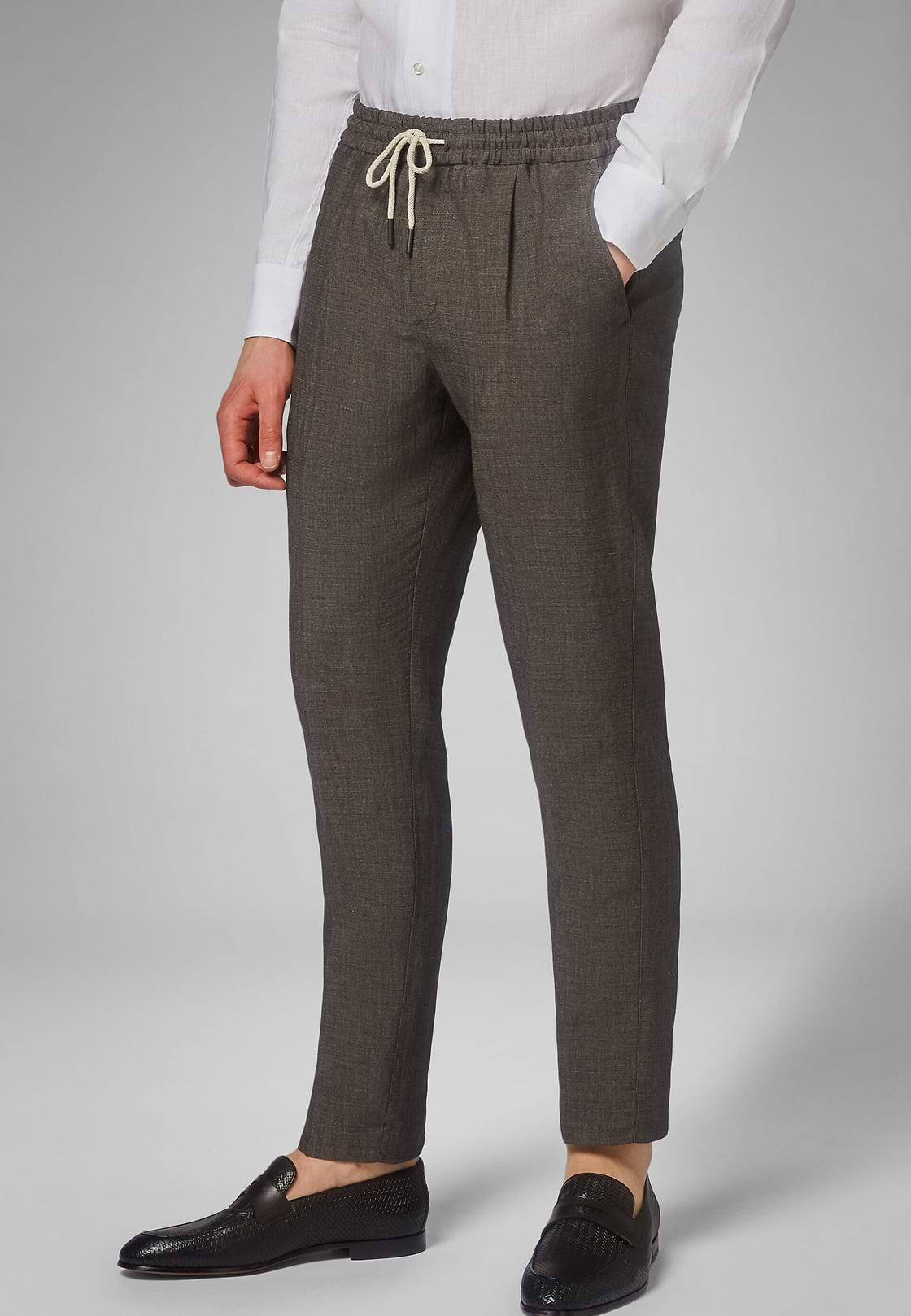 Linen/Tencel Trousers With Drawcord, , hi-res