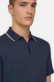 Supima Interlock Half Zip Polo, Navy blue, thumb, 4