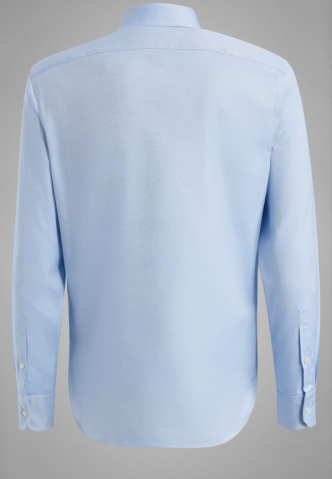 Camisa azul en algodón dobby slim fit, , hi-res, 4