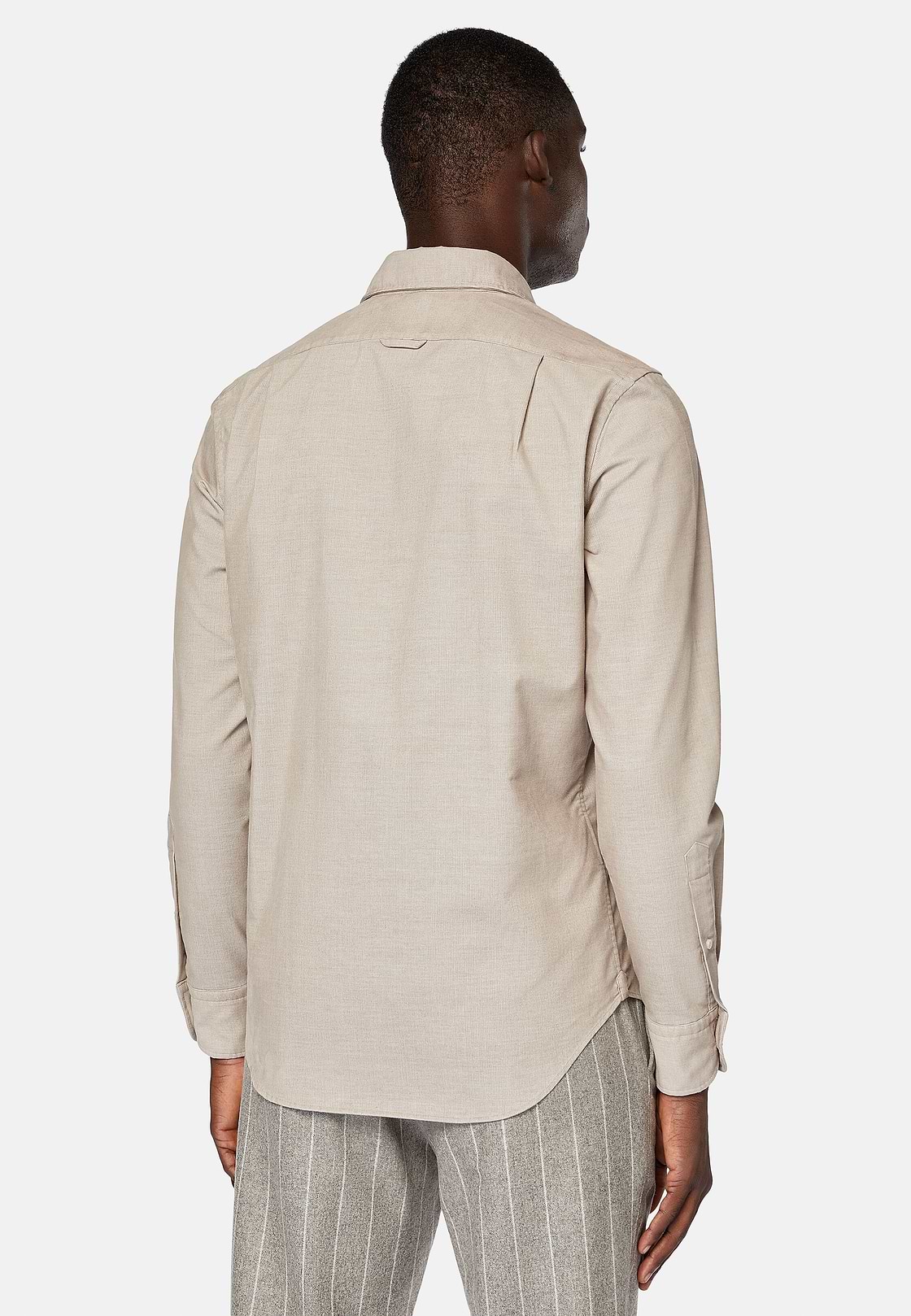 Camisa De Terciopelo De Algodón Regular Fit, Beige, hi-res