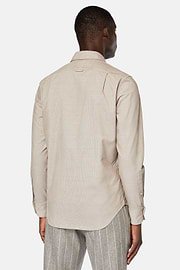 Camisa De Terciopelo De Algodón Regular Fit, Beige, hi-res