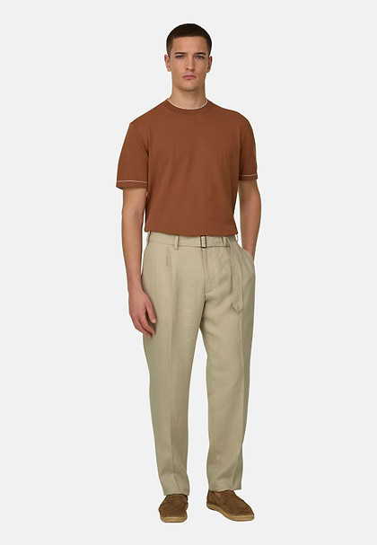 Cotton Crêpe Knit T-Shirt, Rot, hi-res