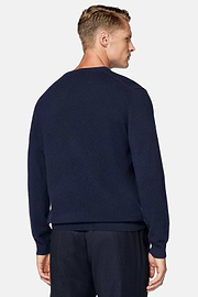Maglia Girocollo Navy In Cashmere, Navy, hi-res