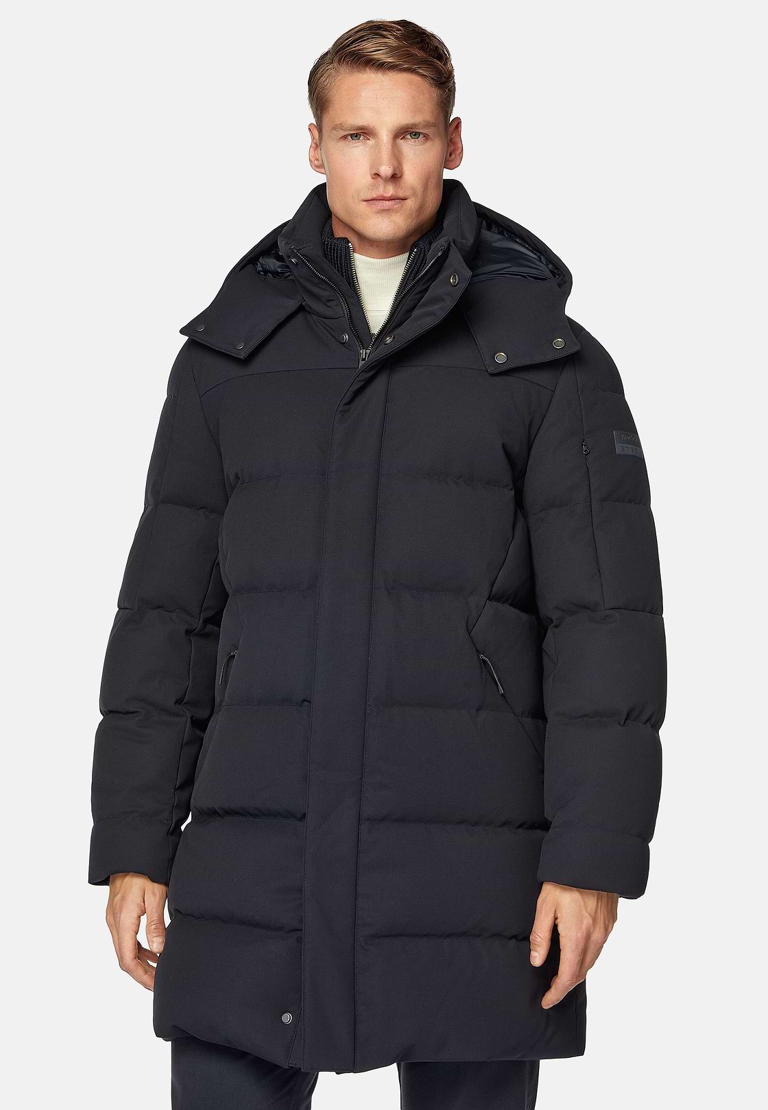 B Tech Goose Down Nylon Parka, Navy blue, hi-res