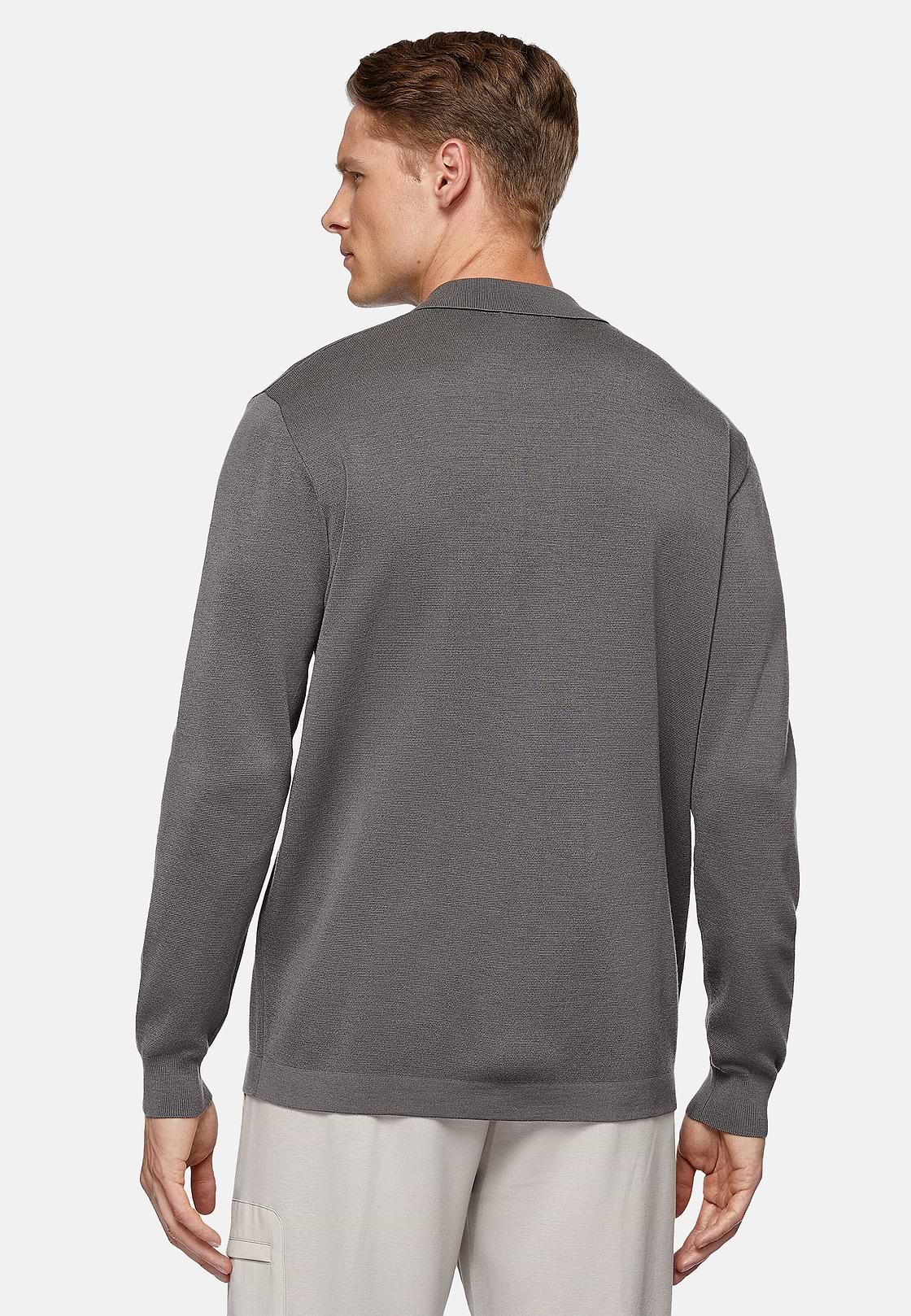 Polo Tech Gris Foncé En Maille De Laine Mérinos, Gris foncé, hi-res