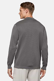 Dark Grey Merino Wool Tech Polo Shirt, Dark Grey, hi-res