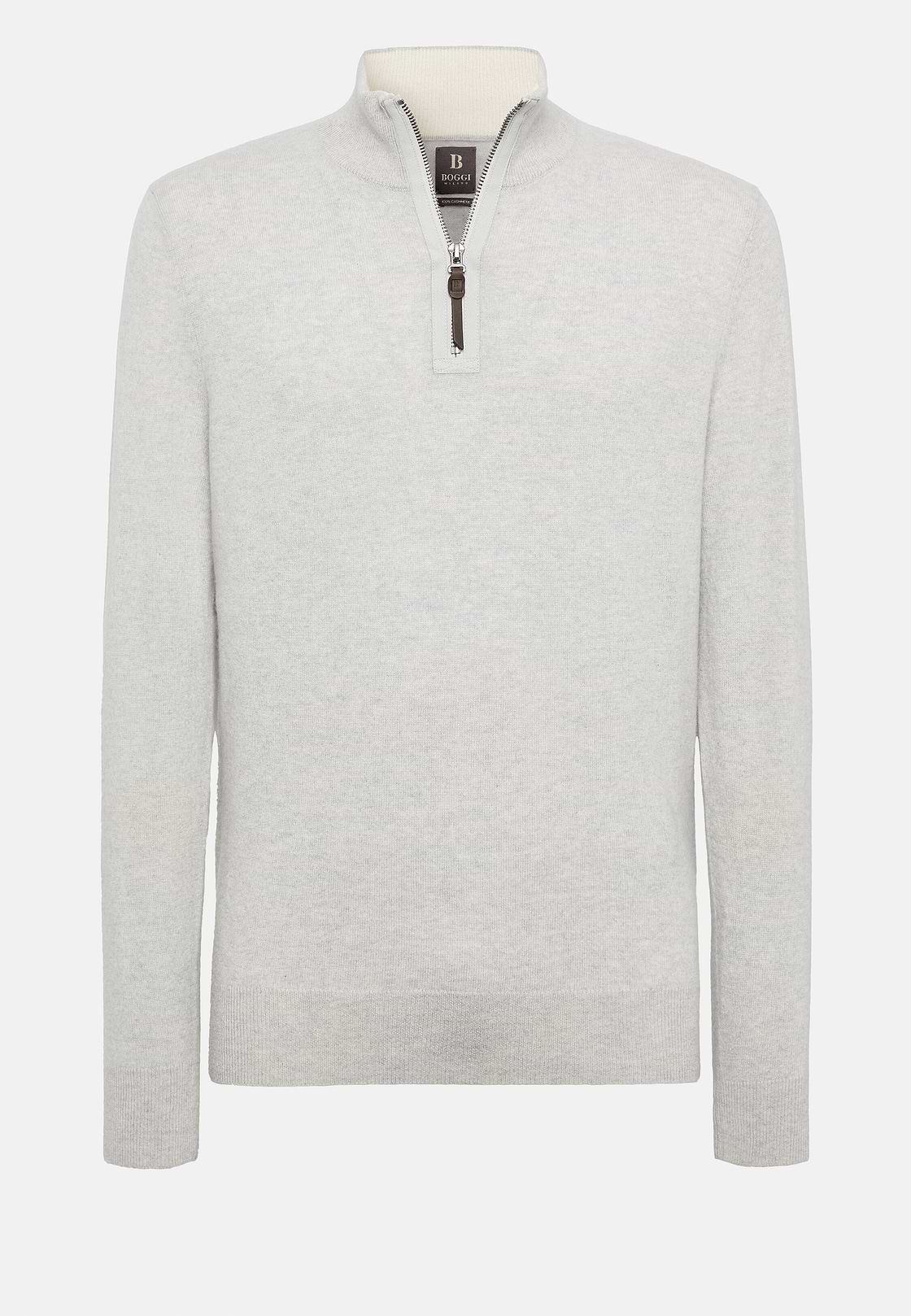 Grey Cashmere Half Zip Jumper, Grey, hi-res