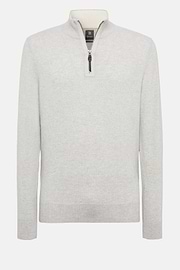 Grey Cashmere Half Zip Jumper, Grey, hi-res