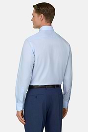 Camicia In Cotone Slim Fit, Azzurro, thumb, 3