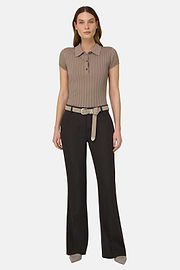 Pantalon en polylin extensible, Marron foncé, thumb, 3