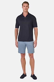Stretch Cotton and Tencel Bermuda Shorts, Indigo, hi-res