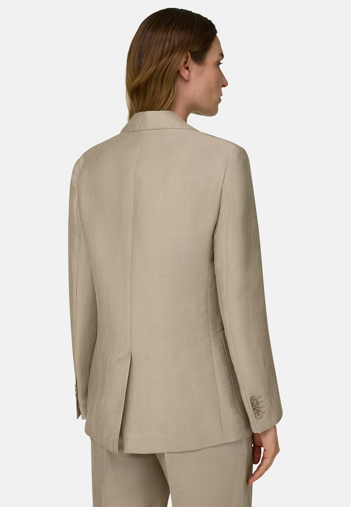 Linen Blend Jacket, Beige, hi-res, 3