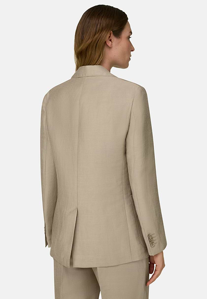 Linen Blend Jacket, Beige, hi-res