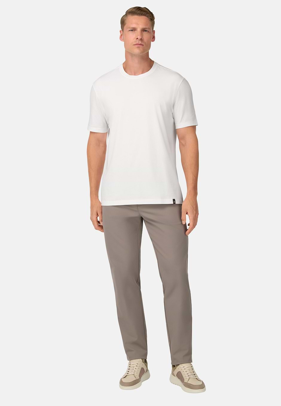 T-Shirt In Stretch Supima Cotton, White, hi-res