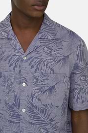 Camicia In Lino Cotone Regular Fit, Navy, thumb, 4