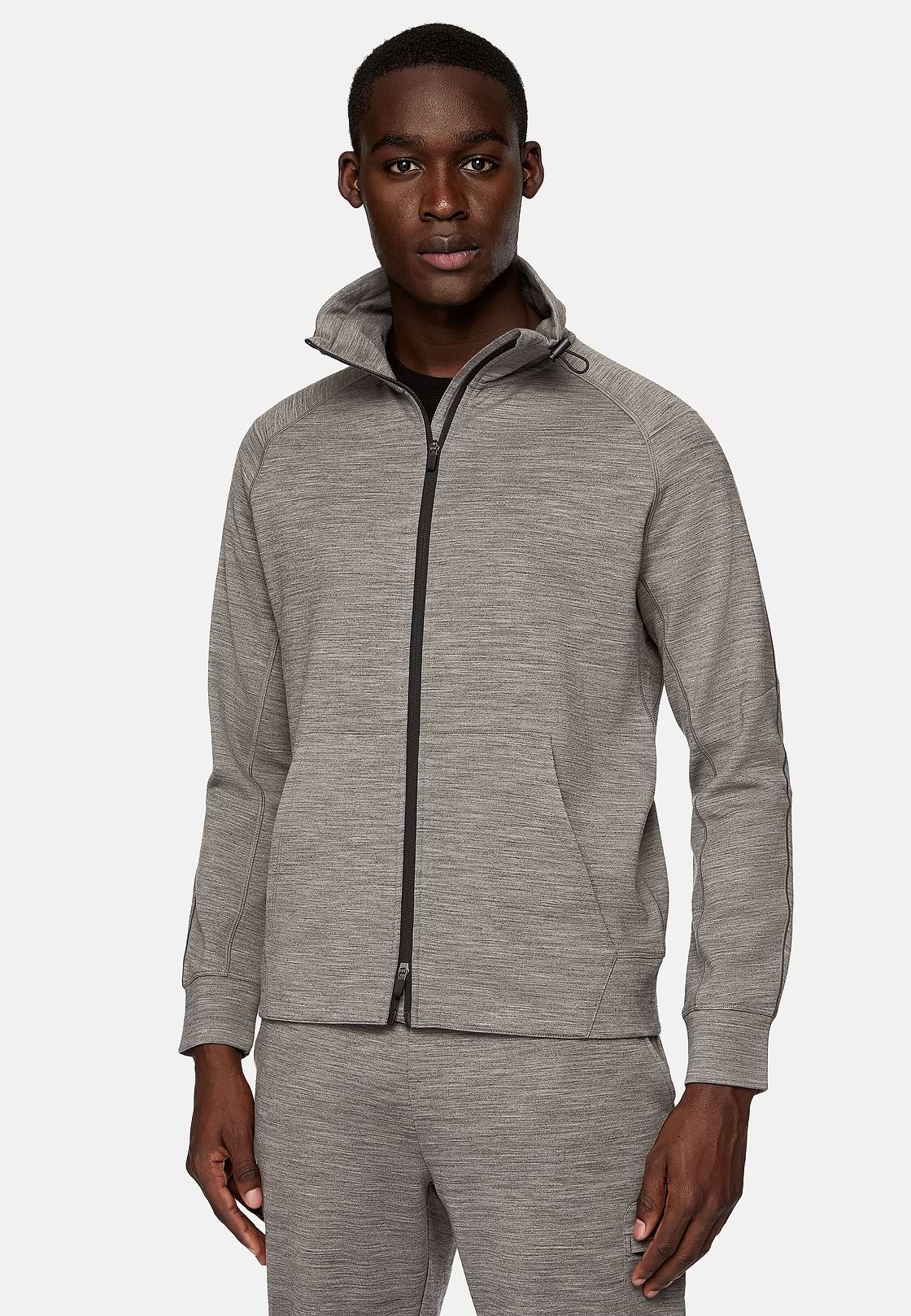 Sweat-Shirt Full Zip En Mélange Coton Scuba Léger, Gris, hi-res