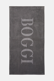 Cotton Beach Towel With Large Logo, Charcoal, hi-res