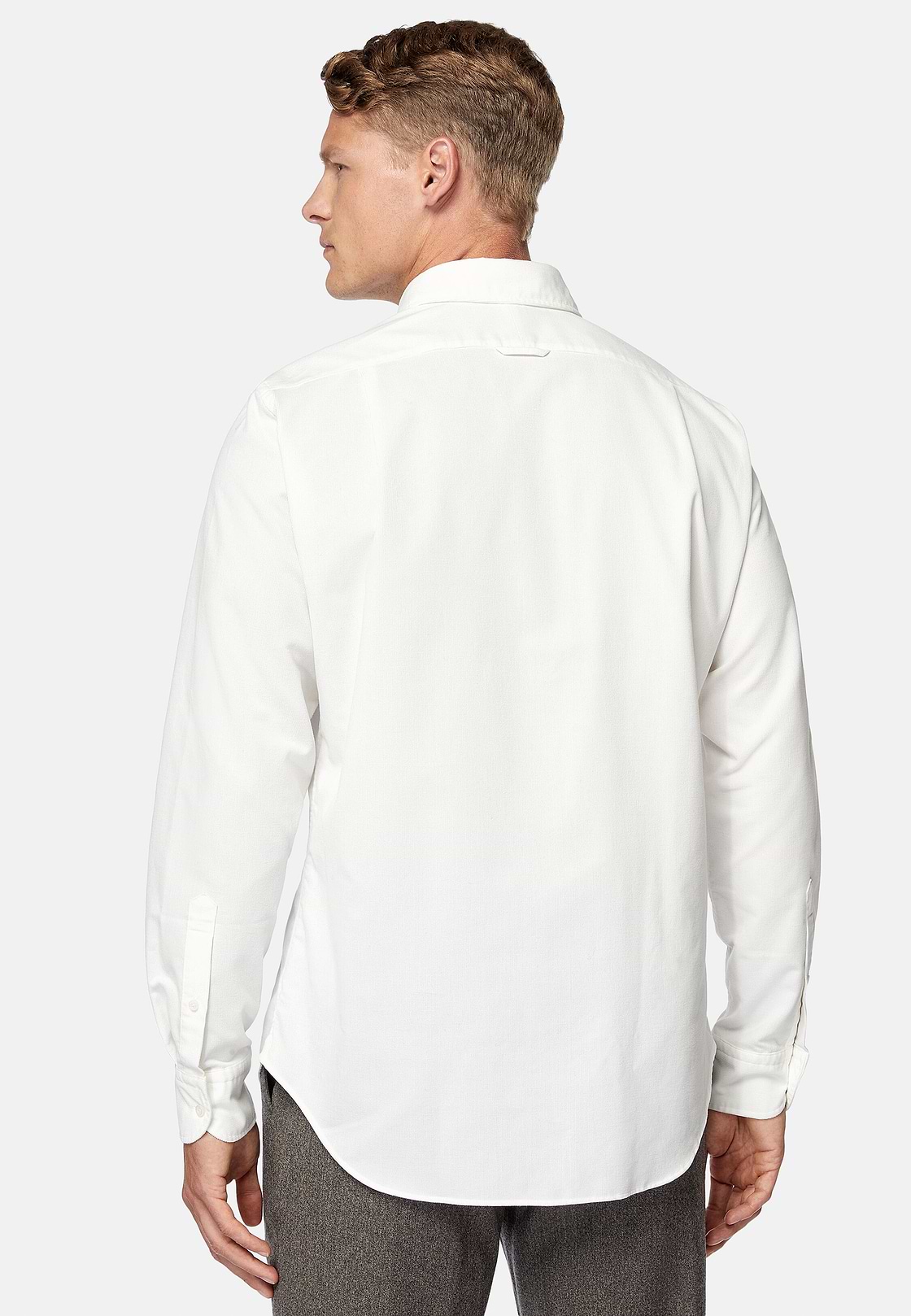 Camisa De Terciopelo De Algodón Regular Fit, Crema, hi-res
