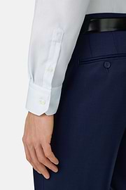 Slim Fit Checked Cotton Shirt, Light Blue, thumb, 4