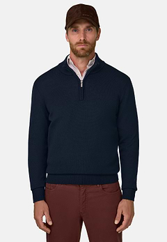 Roll Neck Jumper Quarter-Zip Superfine Merino Wool