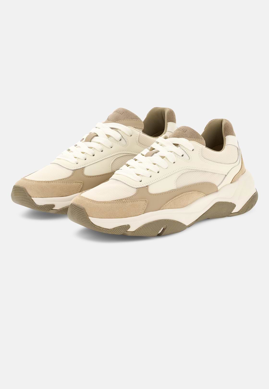 Sneaker Storm aus Leder und technischem Gewebe, Beige, hi-res, 3