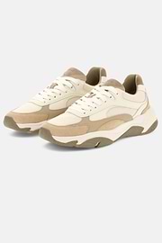 Sneaker Storm aus Leder und technischem Gewebe, Beige, thumb, 3