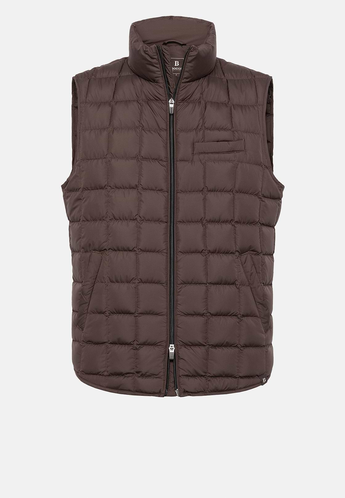 Gilet In Technical Fabric With Goose Down, Brown, hi-res