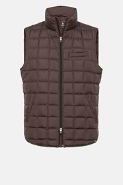 Gilet In Tessuto Tecnico In Piuma D`Oca, Marrone, hi-res