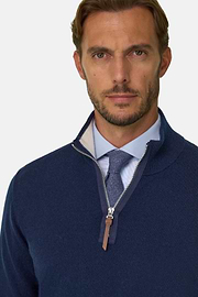 Pull Demi-Zip en Cachemire, bleu marine, thumb, 3