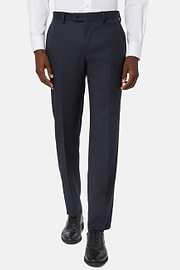 Trousers in Wool Micro Textured Fabric, Navy blue, hi-res