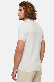 Organic Cotton Blend Piqué Polo Shirt, Ice, hi-res