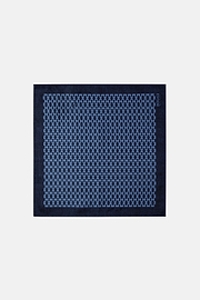 Micro Patterned Silk Pocket Square, Navy blue, hi-res