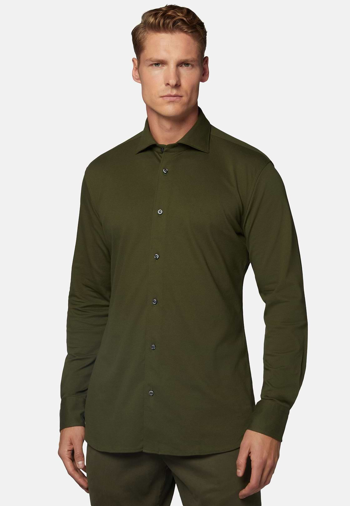 Polo Camicia In Piquè Regular Fit, Verde, hi-res