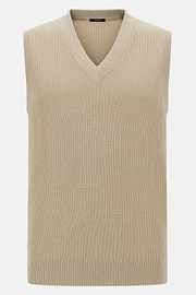 Pullover Mit V-Ausschnitt Aus Baumwolle und Seide, Sand, hi-res