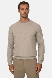 Crew Neck Jumper in Yak Wool, Sand, thumb, 1