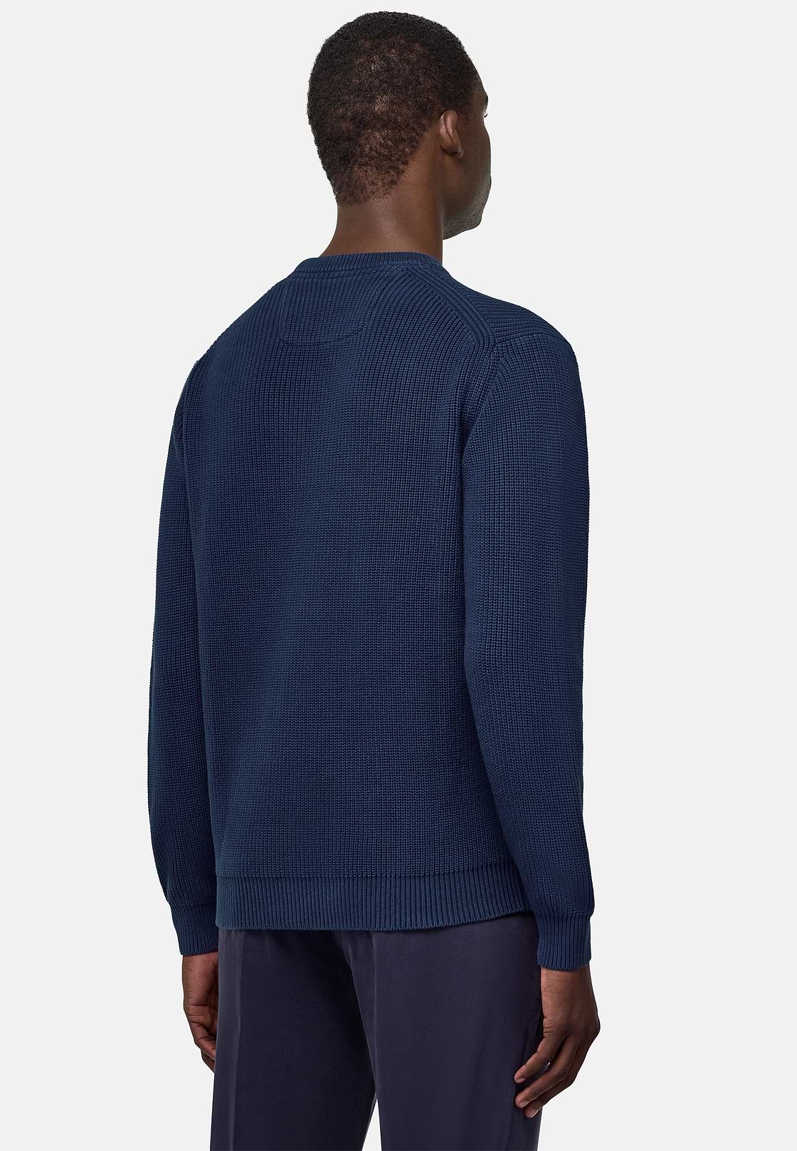 100% Organic Cotton Crew Neck Jumper, Navy blue, hi-res