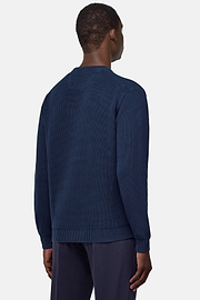 100% Organic Cotton Crew Neck Jumper, Navy blue, hi-res