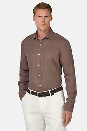 Camicia In Lino Regular Fit, Taupe, hi-res