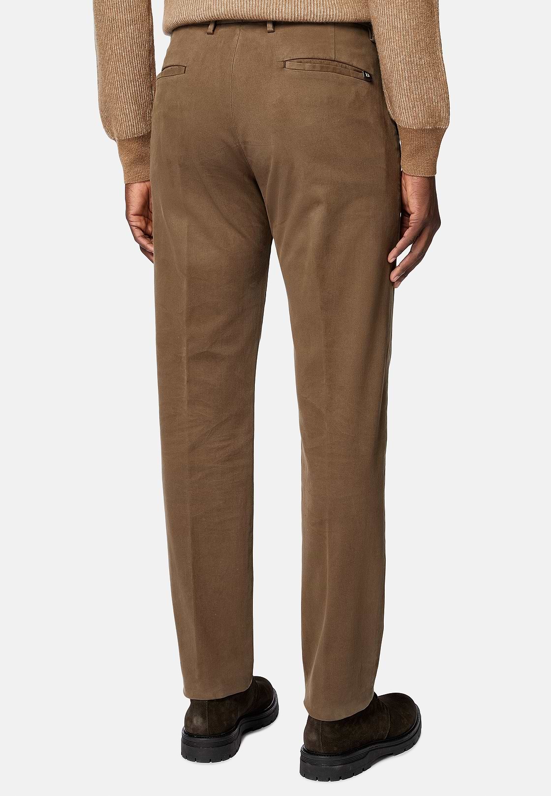 Stretch Cotton Trousers, Taupe, hi-res