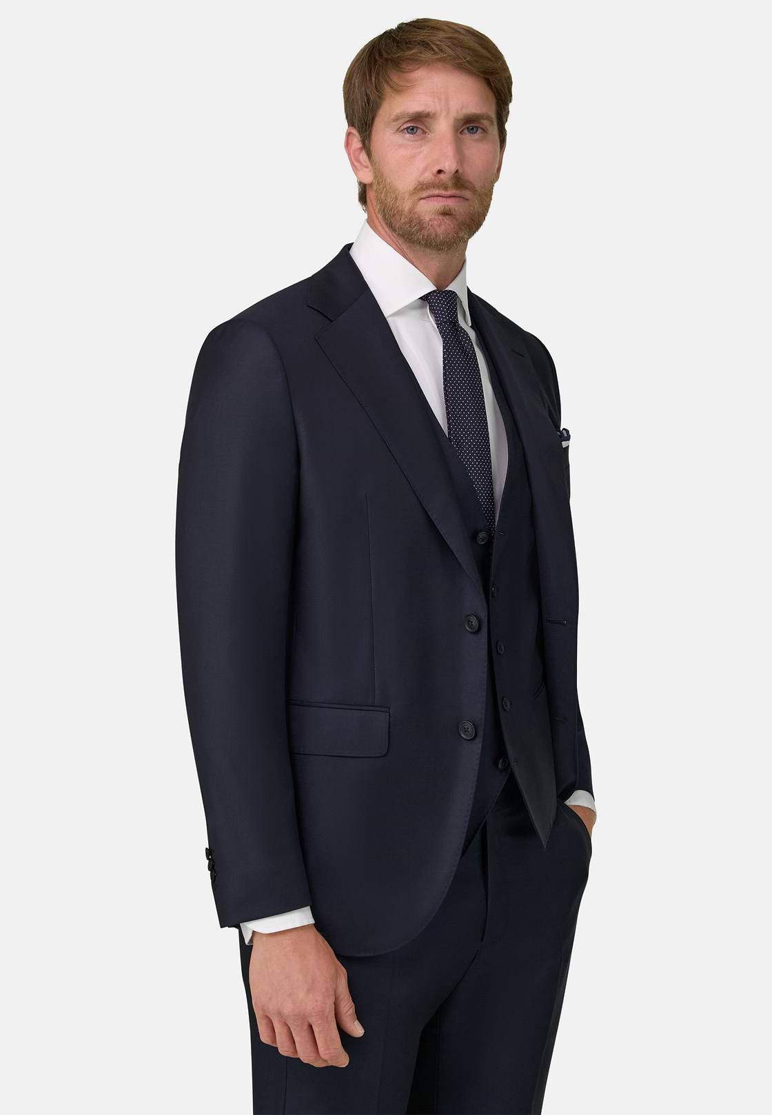 Navy Blue Super 130 Wool Jacket, , hi-res, 1